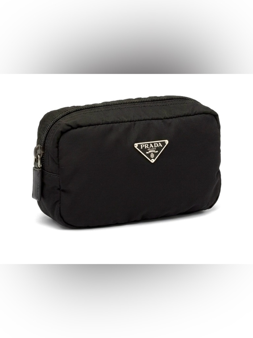 Authentic Prada Nylon Cosmetic Pouch – Tessuto Black Triangle Logo W/COA - Picture 8 of 10